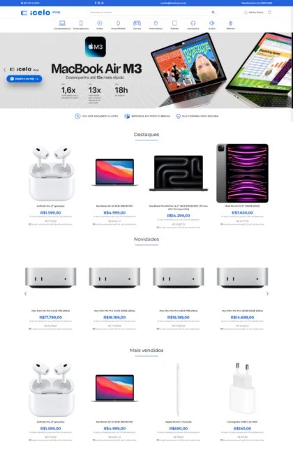Layout do site Icelo Shop