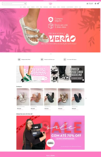 Layout do site Leona Store
