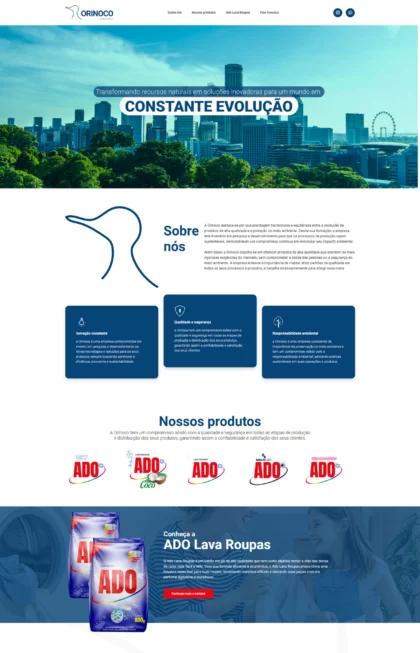Layout do site Orinoco